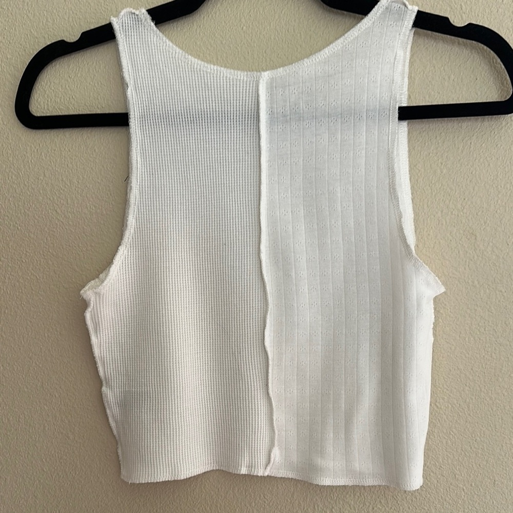 American Eagle Outfitters Textured White Tank Top - Picture 4 of 6